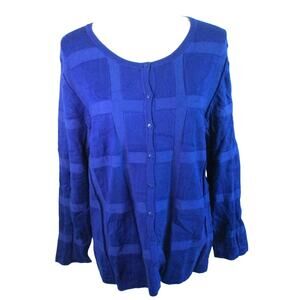 Compliments Women's Blue Long Sleeve Button Front Cardigan Sweater NWT Size XL